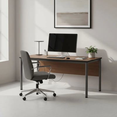 Schreibtisch E10 Rundrohr 4-Fuß mit Beinraumblende - NST-E10-ES-DESK-I-LEG-PNM