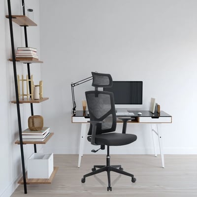 Bürostuhl Drehstuhl BRETON B Stoff Netzstoff schwarz - HJH-751002