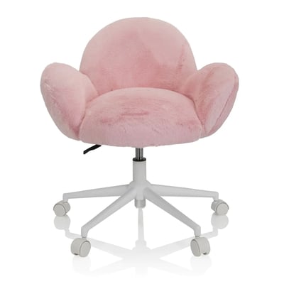 Kinderstuhl Kinderschreibtischstuhl KID TEDDY Kunstfell rosa - HJH-719224