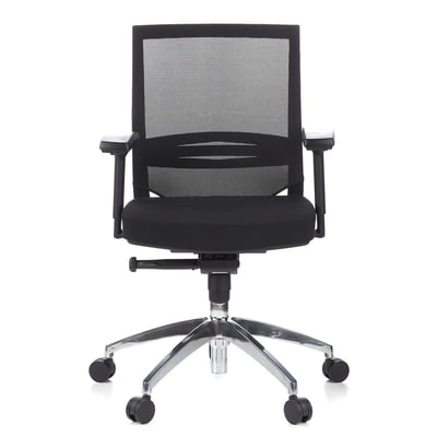 Bürostuhl Chefsessel PORTO PRO Sitz Stoff Rücken Netz schwarz - HJH-657235