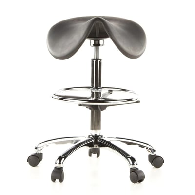 Hocker Drehhocker Arbeitsstuhl Sattel TOP WORK 13 Hartschaum schwarz Chrom - HJH-665070
