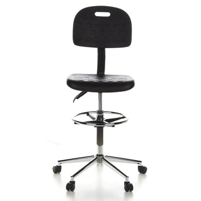 Hocker Drehhocker Arbeitsstuhl TOP WORK 23 Hartschaum schwarz Chrom - HJH-665060