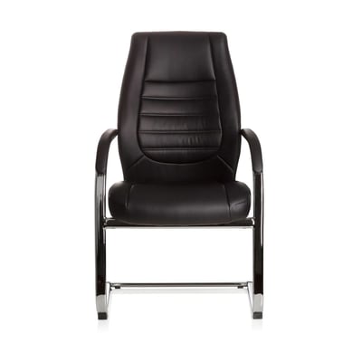 Konferenzstuhl Freischwinger Stuhl VITORO V Kunstleder schwarz - HJH-600986