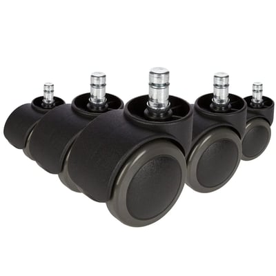 5x Hartbodenrollen ROLO 10mm 50mm Büro-Stuhl-Rollen für Hartböden (5er Pack) - HJH-619000