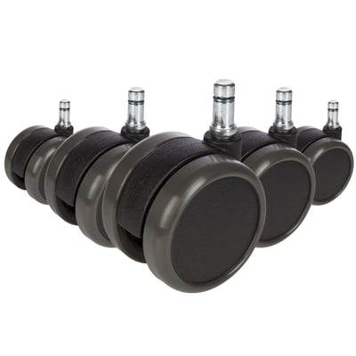 5x Hartbodenrollen ROLO 10mm 65mm Büro-Stuhl-Rollen für Hartböden (5er Pack) - HJH-619009
