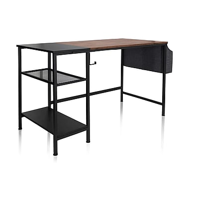 Schreibtisch Arbeitstisch WORKSPACE H I 120 x 60 cm mit Seitenregal schwarz braun - HJH-830059