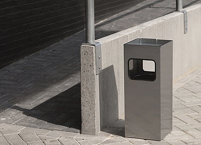 Papierkorb Metall 17 l eckig mit Ascher - DUR-3331