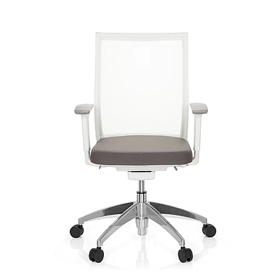 Bürostuhl Drehstuhl ASPEN WHITE Netzstoff transparent Sitz Stoff grau - HJH-657630