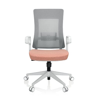Bürostuhl Drehstuhl COMFIO WM Netzstoff Stoff grau rosa - hjh-810036