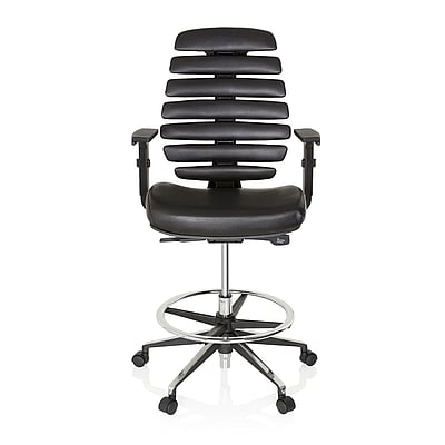 Bürostuhl Drehstuhl ERGO LINE II WORK Leder schwarz - hjh-714602