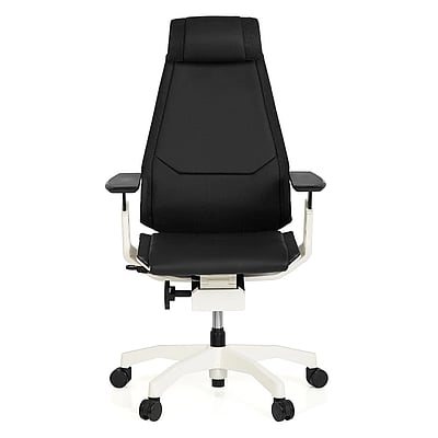 Bürostuhl Drehstuhl GENIDIA PRO WHITE Leder schwarz - HJH-652863
