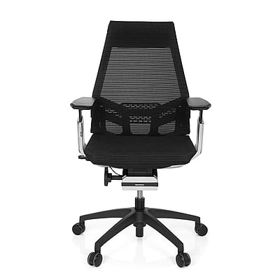 Bürostuhl Drehstuhl GENIDIA SMART BLACK CM Netz schwarz AL Chrom - HJH-652885