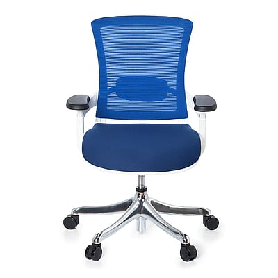 Bürostuhl SKATE STYLE Sitz Stoff blau Rücken Netz blau Rahmen weiß - HJH-652911