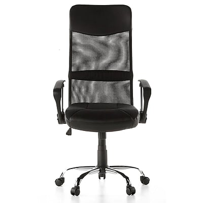 Bürostuhl Chefsessel ARTON 20 Netz Kunstleder schwarz Chrom - hjh-668010