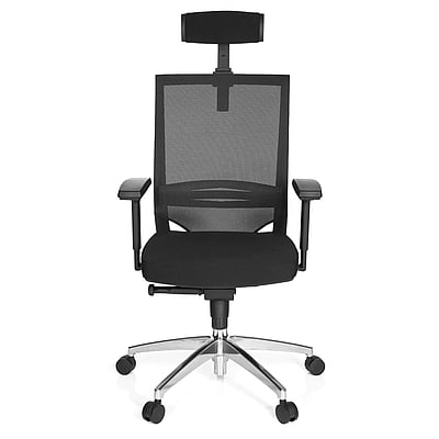 Bürostuhl Chefsessel PORTO MAX HIGH Sitz Stoff Rücken Netz schwarz - hjh-657260