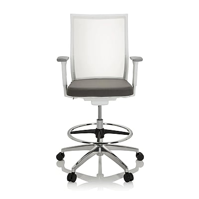 Arbeitsstuhl Counterstuhl ASPEN WORK W Netzstoff transparent Sitz Stoff grau - hjh-657667