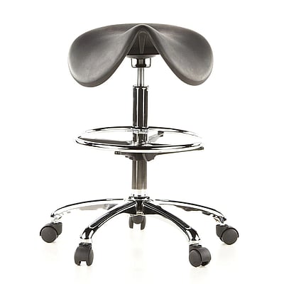 Hocker Drehhocker Arbeitsstuhl Sattel TOP WORK 13 Hartschaum schwarz Chrom - HJH-665070