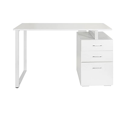 Schreibtisch Computertisch EASY WORK V 120 x 50 cm mit Standcontainer weiß - HJH-821007