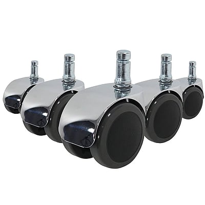 5x Design-Rollen ROLO LUX 10mm 50mm Büro-Stuhl-Rollen für Hartböden Chrom (5er Pack) - HJH-619015