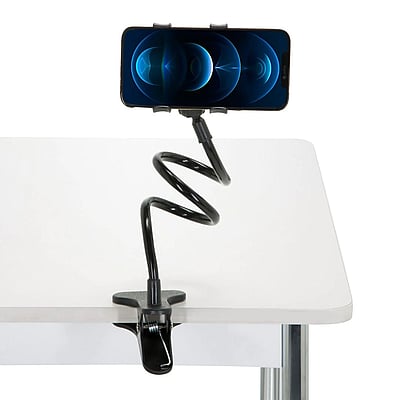 Handyhalterung FLEXMOBI mit Klemme Schwanenhals ABS Kunststoff schwarz - HJH-830042