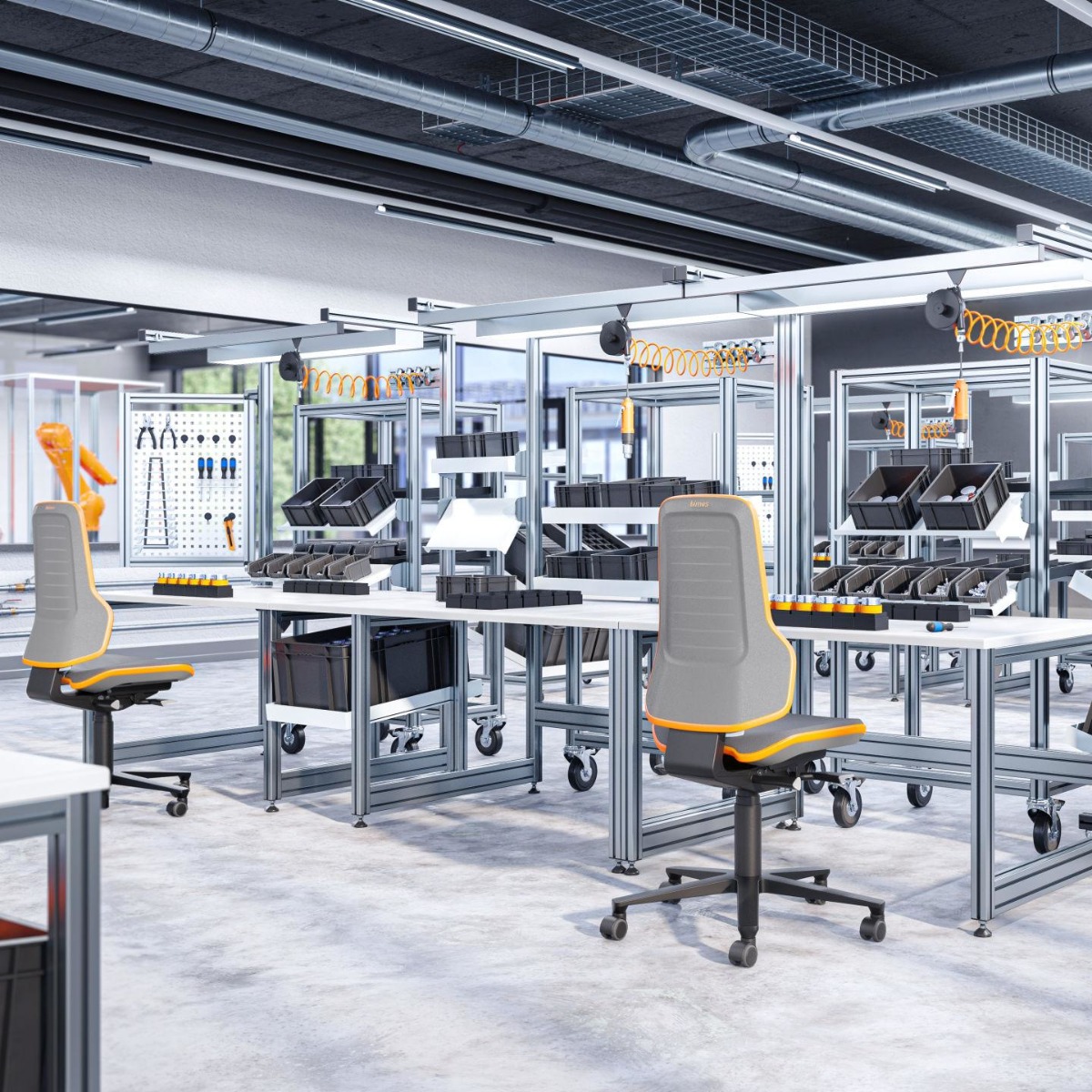 ESD-Stuhl in der Elektronikfertigung