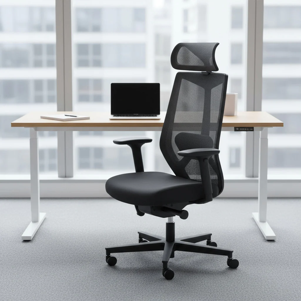 Ergonomischer Drehstuhl Mesh 6 mit hoher Netzrückenlehne und Kopfstütze