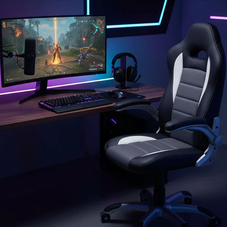 Detailansicht der wegklappbaren Armlehnen mit Softpad-Auflage des GAME SPORT