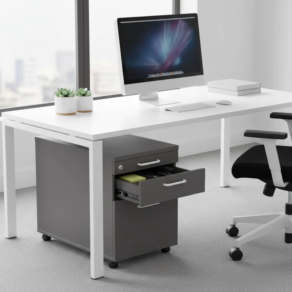 Rollcontainer eco HR 80 cm als mobile Stauraumerweiterung am Schreibtisch