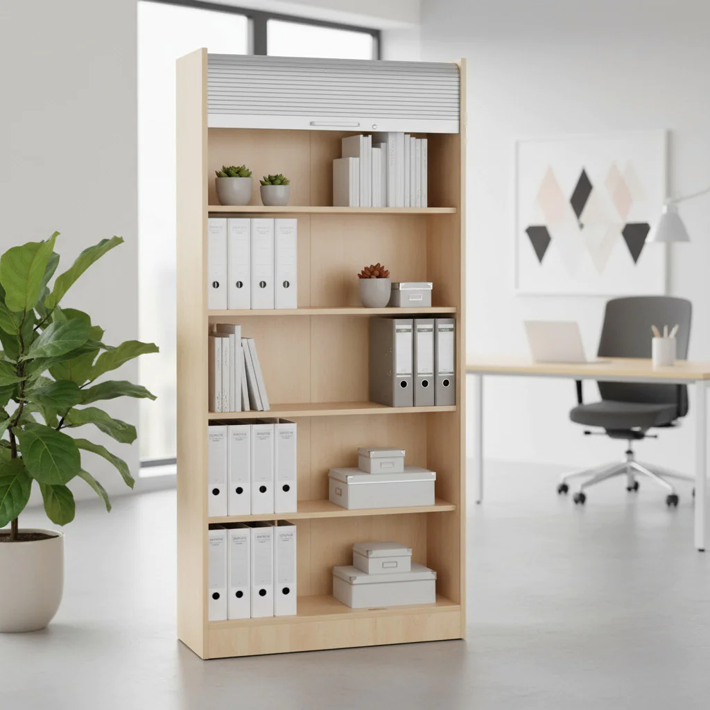 Rollladenschrank 90 Solid 5 OH als hohe und funktionale Stauraumlösung im Büro