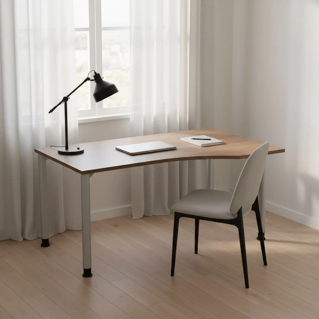 Ergonomischer 4-Fuß Flex Schreibtisch in Freiform in einem modernen Büro
