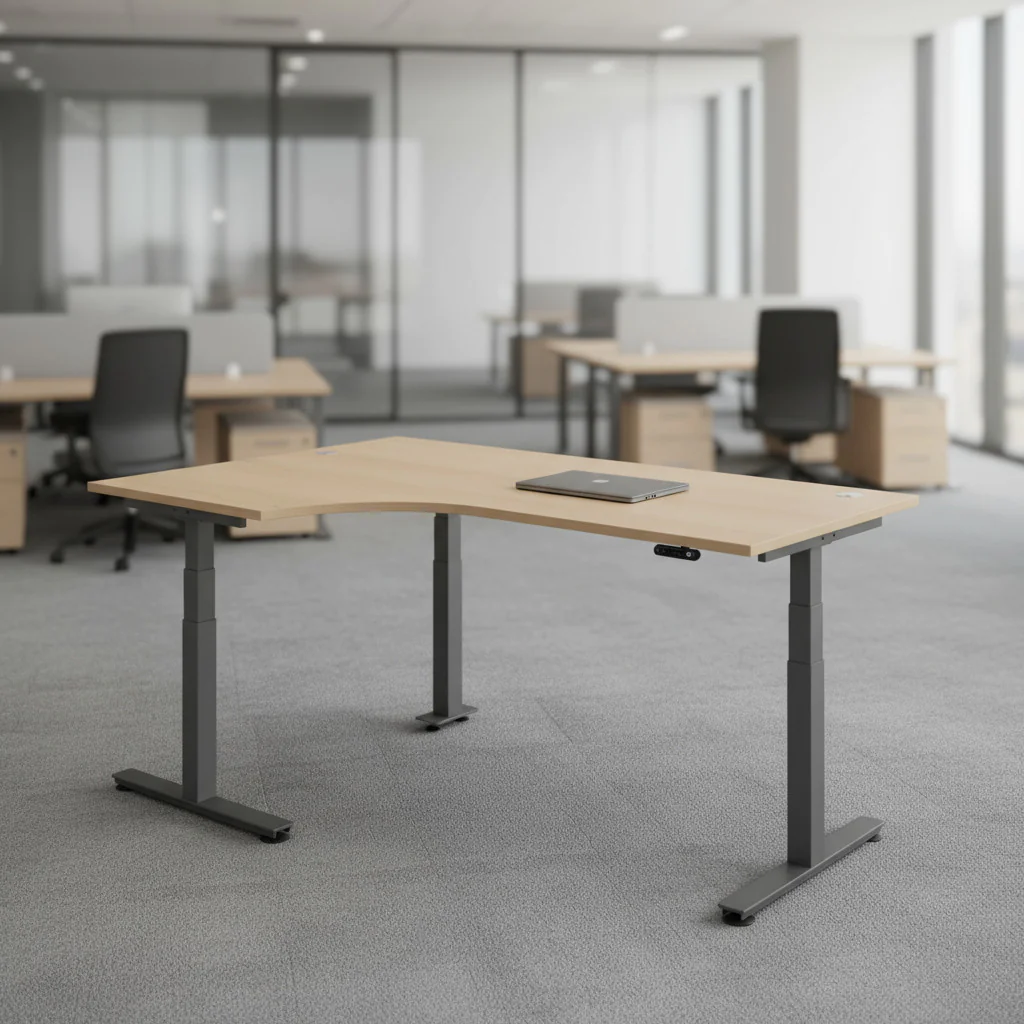 Höhenverstellbarer Eckschreibtisch XDSM für einen großzügigen und ergonomischen Arbeitsplatz