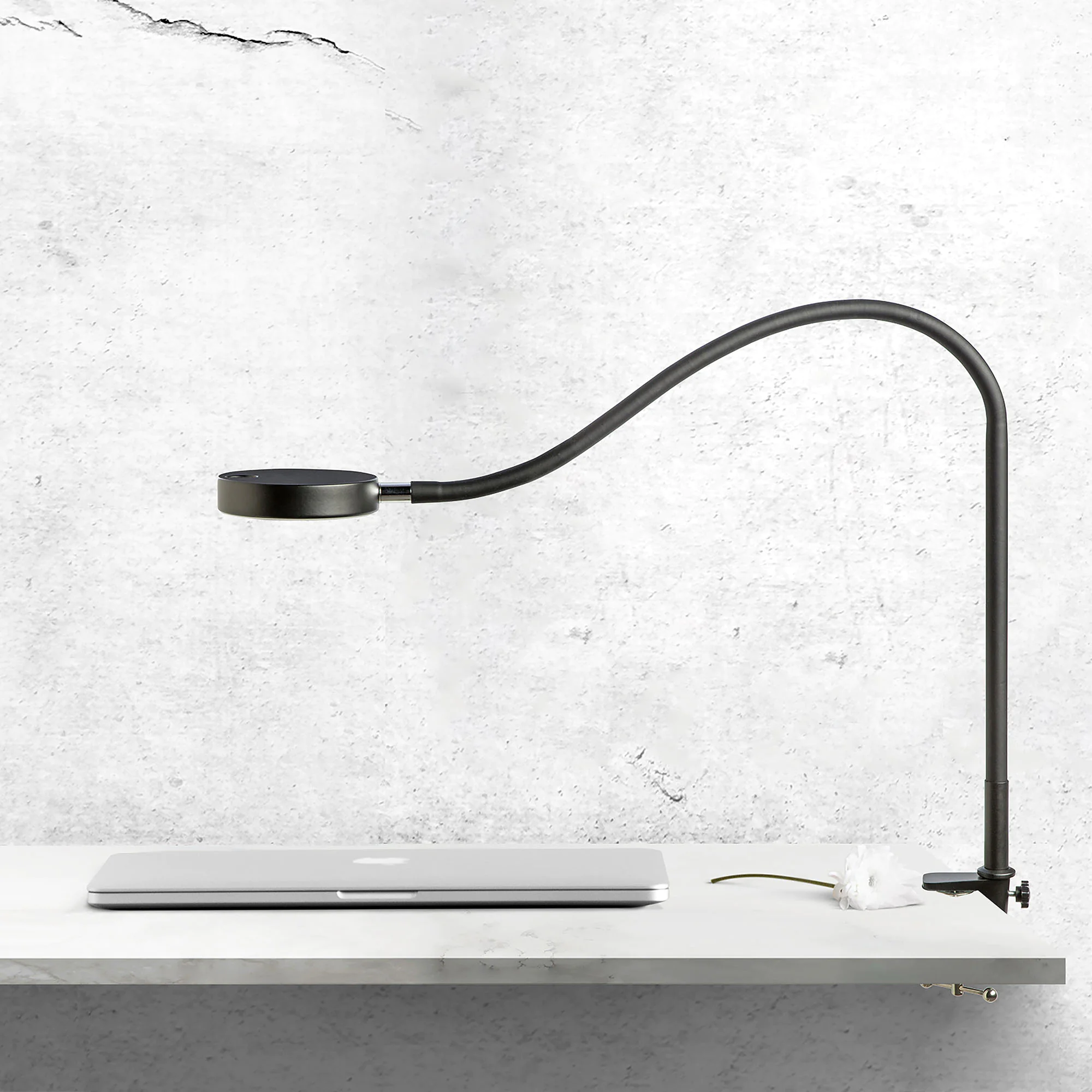LED-Schreibtischleuchte FLEXILED KOS mit extra langem Arm über einem Arbeitsplatz