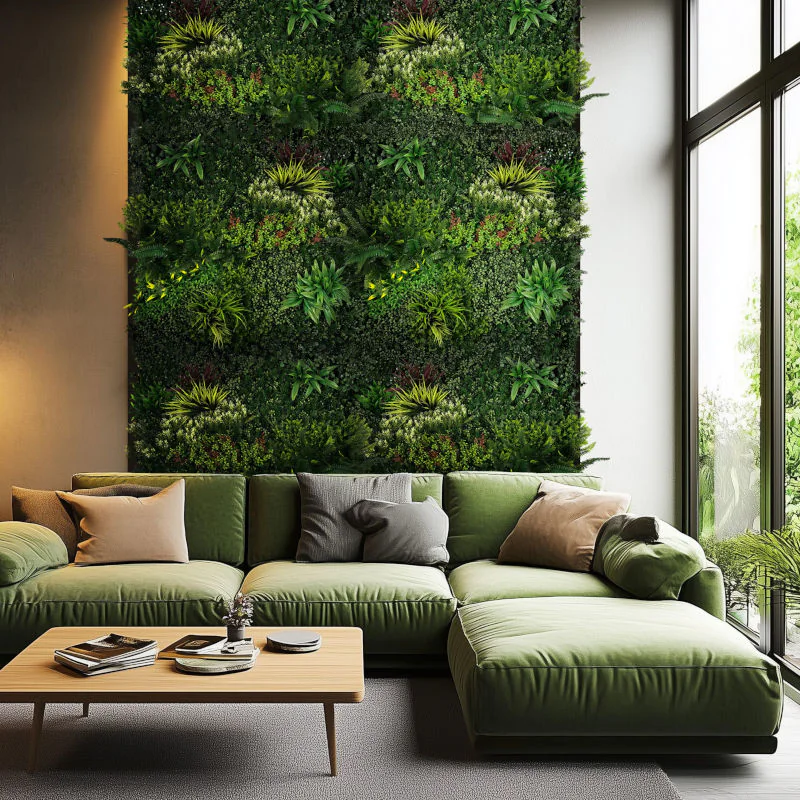 LEAFLUXE 3D Pflanzenmatte als stilvolles Wandelement mit 3D-Effekt im professionellen Umfeld