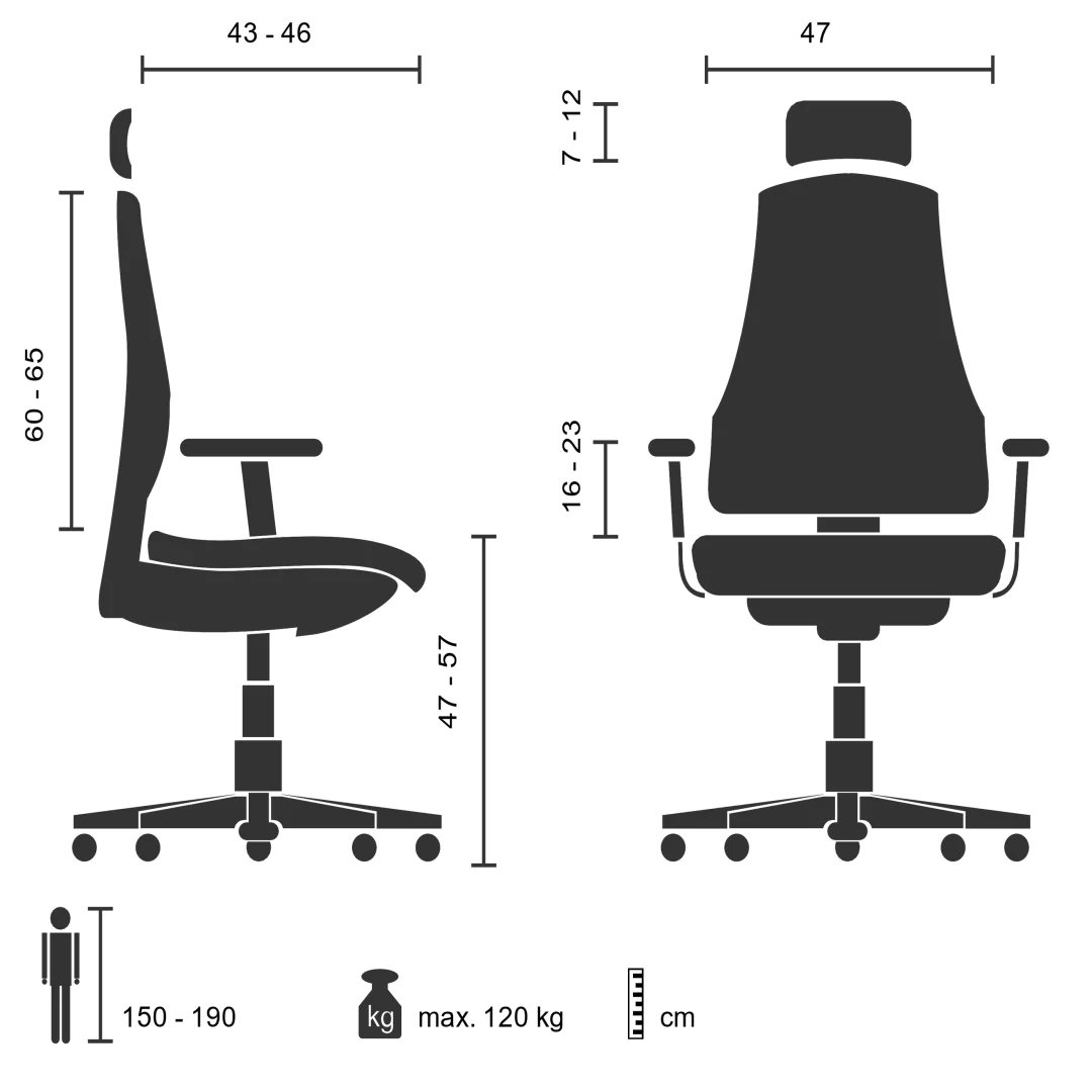 Der GENIDIA PRO WHITE in der Seitenansicht, die seine fortschrittliche Ergonomie zeigt