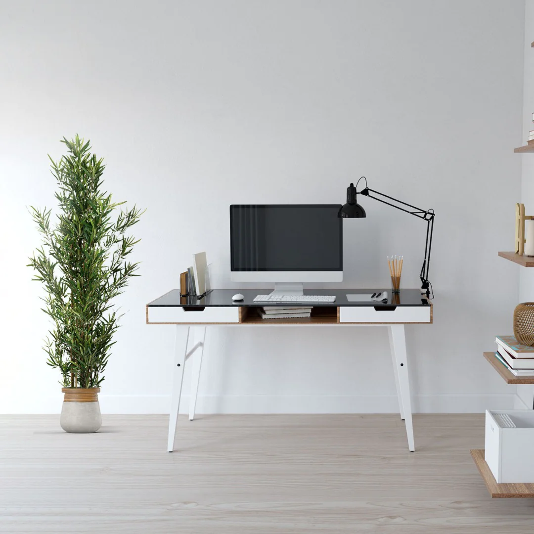 Kunstpflanze BAMBUS als repräsentative und pflegeleichte Dekoration im Büro
