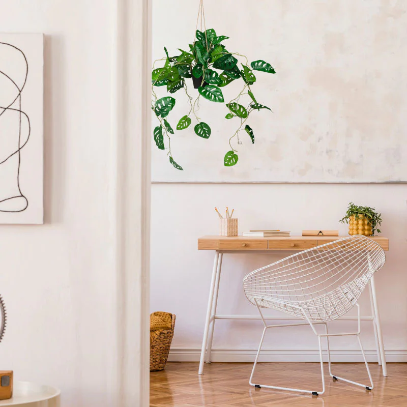 Kunstpflanze MONSTERA CLIMB als repräsentative und pflegeleichte Hängepflanze im Büro