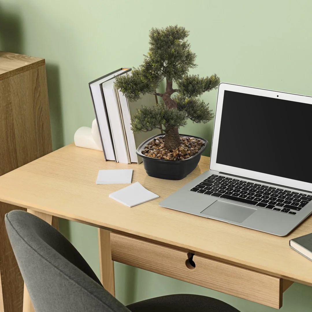 Kunstpflanze BONSAI als repräsentative und pflegeleichte Dekoration im Büro