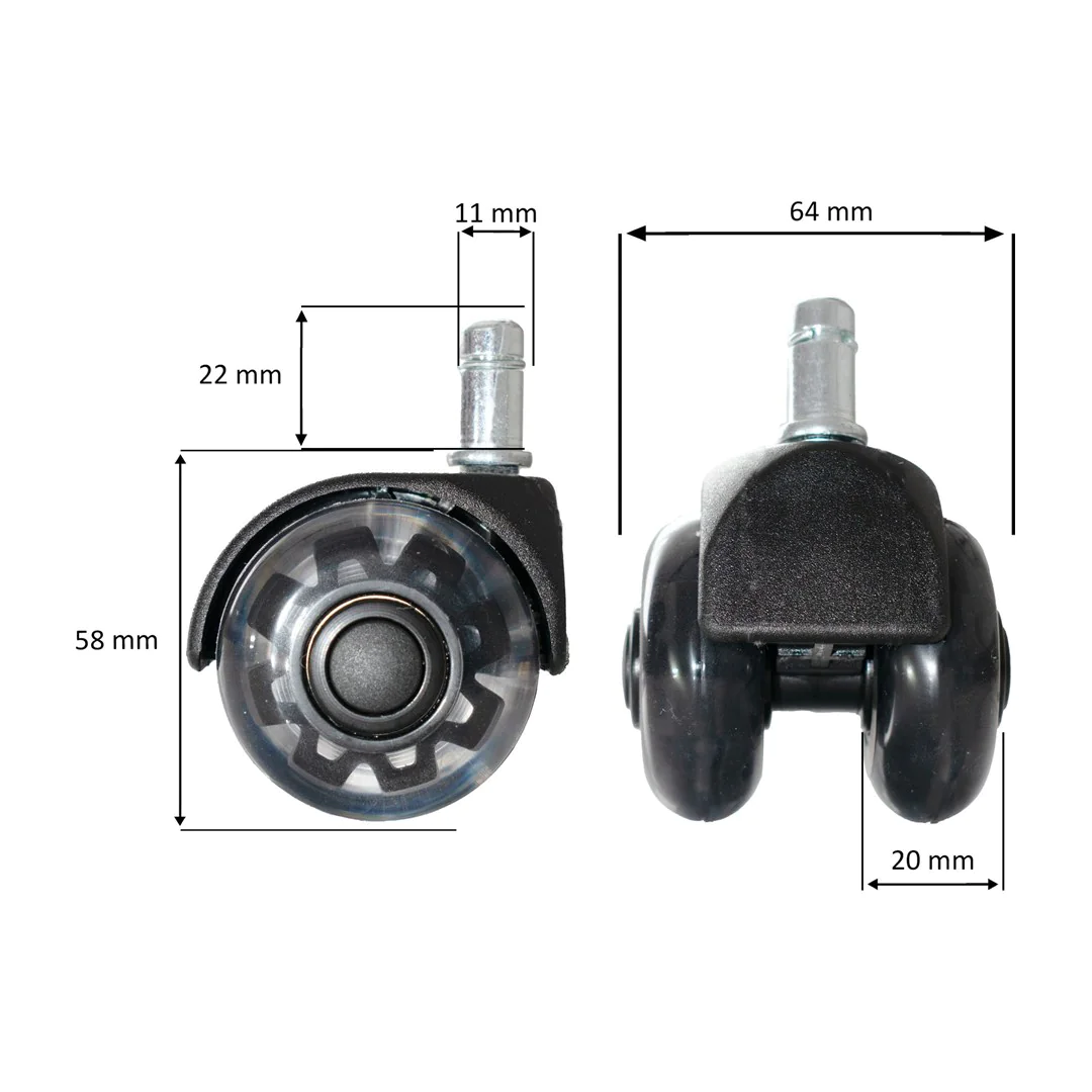 Hartbodenrollen 5er Set Ø 50 mm - Schwarz