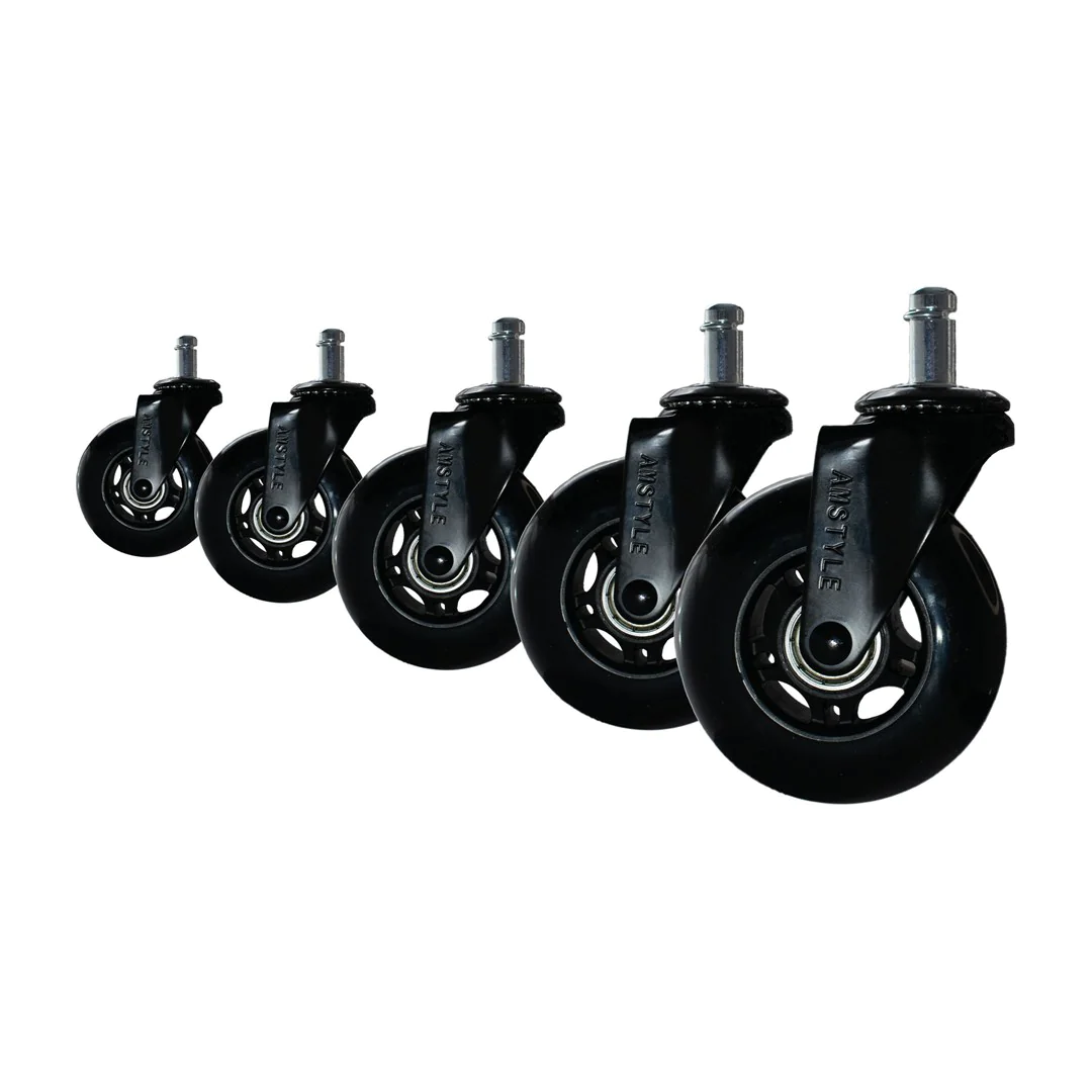 Hartbodenrollen 5er Set Ø 75 mm - Schwarz
