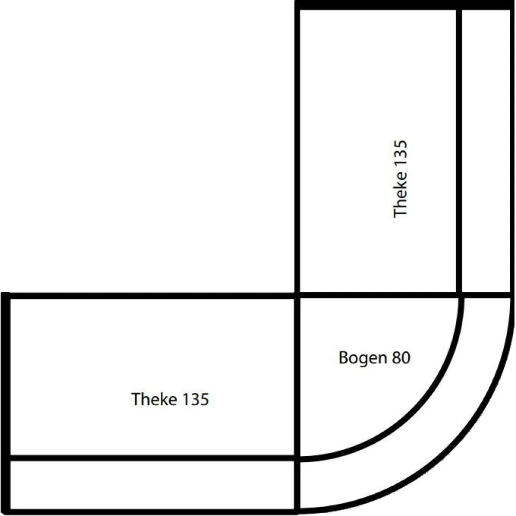 Die Empfangstheke Bari V als vollwertiger Doppelarbeitsplatz aus einer anderen Perspektive