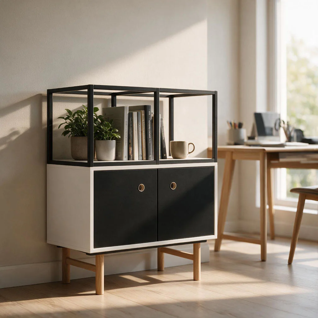 Bisley Bridge Flügeltürenschrank mit Regaltop als Credenza im Büro