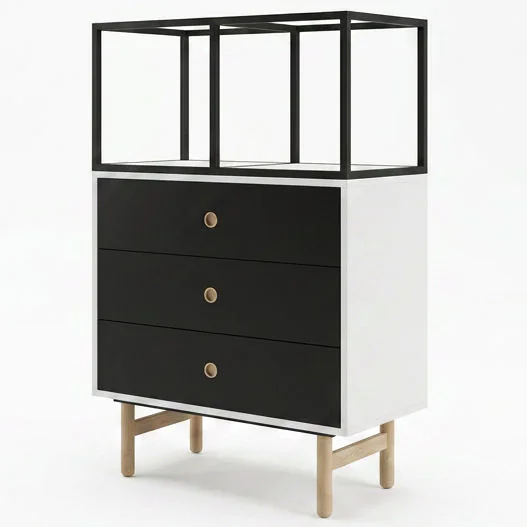 Bisley Bridge Schubladenschrank mit 3 Schubladen und Regaltop als Sideboard im Büro