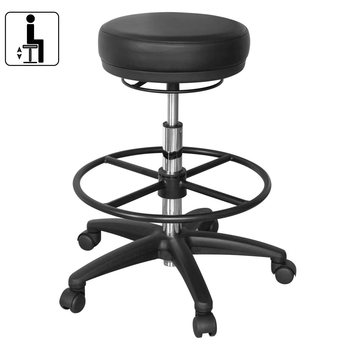 Arbeitshocker Roland - Schwarz von Amstyle - Produktbild 3 von 4
