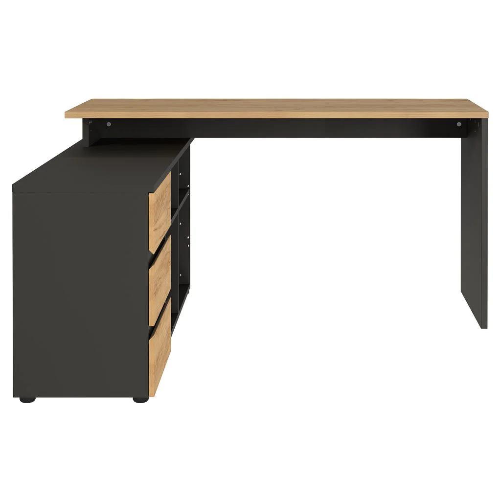 Eckschreibtisch 4187 Lissabon - Graphit/Navarra-Eiche von BME home - Produktbild 3 von 6