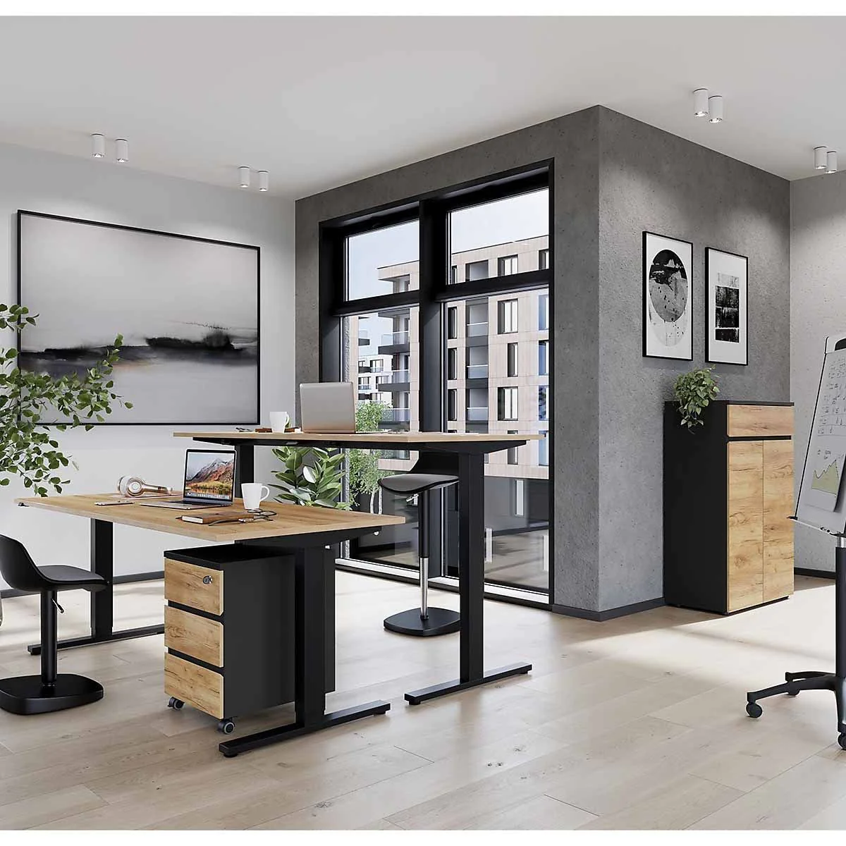 Büro-Set Lissabon 11 - Graphit/Navarra-Eiche von BME home - Produktbild 2 von 6