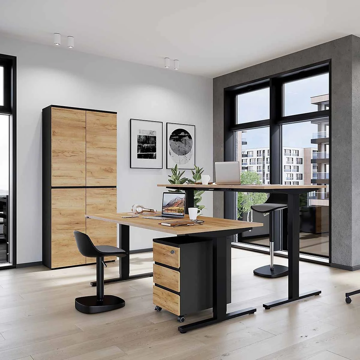 Büro-Set Lissabon 12 - Graphit/Navarra-Eiche von BME home - Produktbild 2 von 6