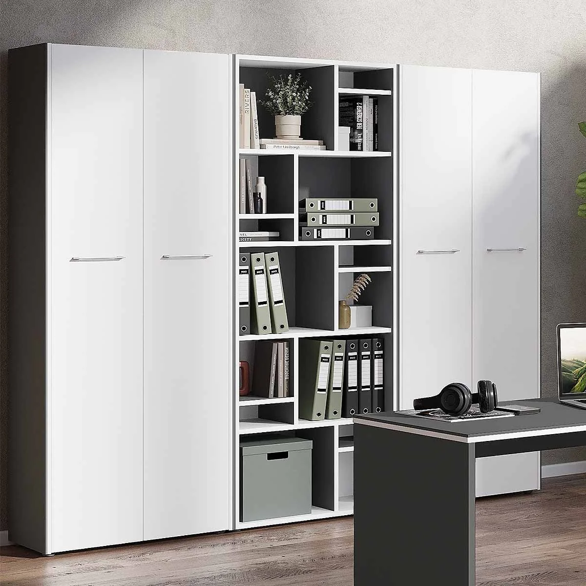 Büro-Set Pasadena 2 - Graphit/Weiß von BME home - Produktbild 2 von 6