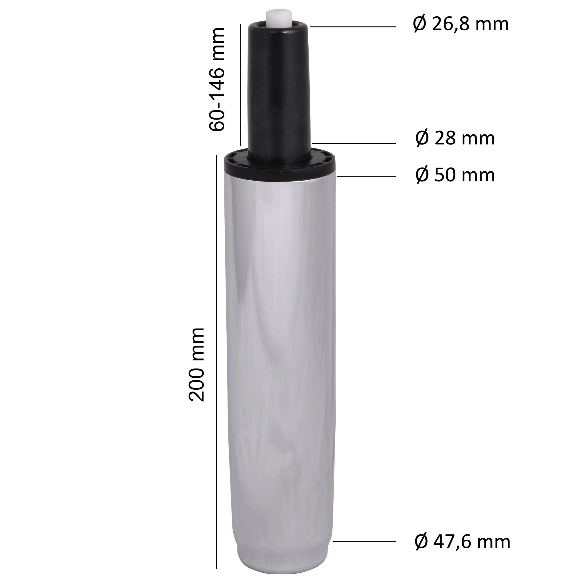Gasdruckfeder 195 x Ø 50 mm für Bürostuhl - Chrom von Amstyle - Produktbild 1 von 1