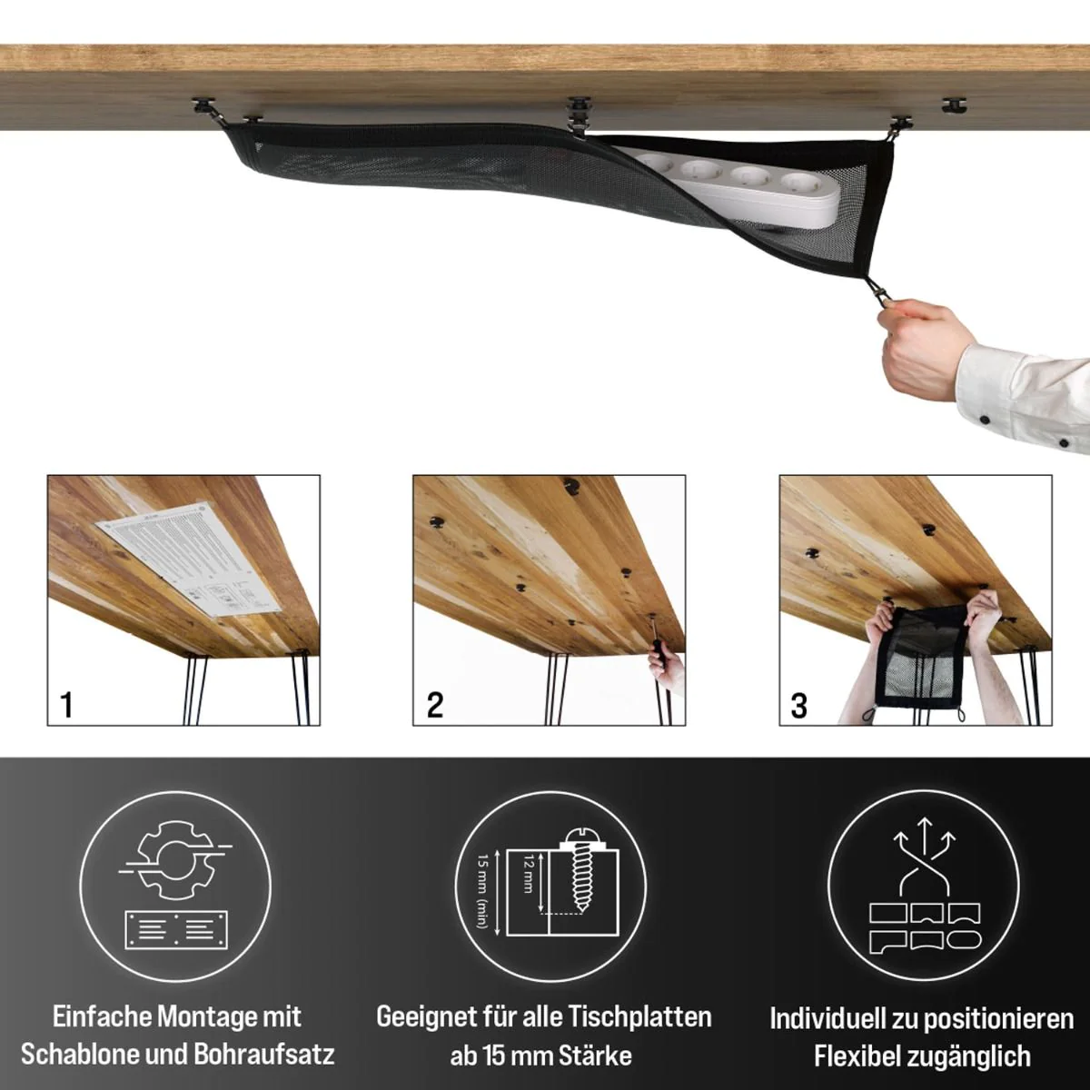 Flexibles Kabelnetz für den Schreibtisch von Ultimate Setup - Produktbild 3 von 8