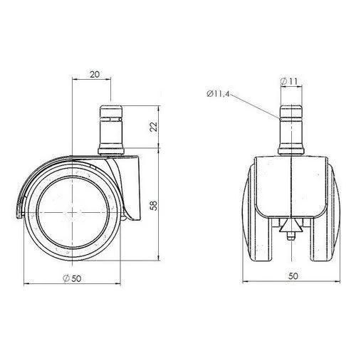5x Design-Rollen ROLO LUX 11mm 50mm Büro-Stuhl-Rollen für Hartböden Chrom (5er Pack) von HJH - Produktbild 2 von 6